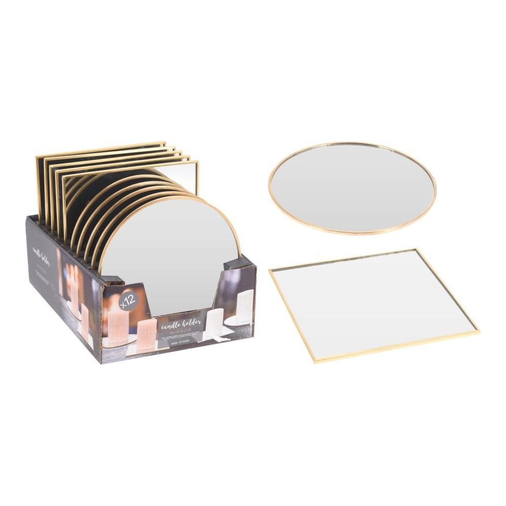 PIATTO SPECCHIO 15CM ORO 2 ASS
